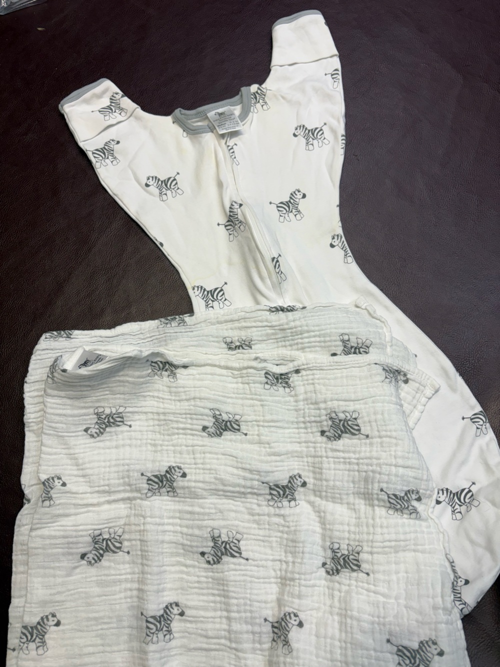 White Zebra Print Baby Sleep Sack and Swaddle Set
